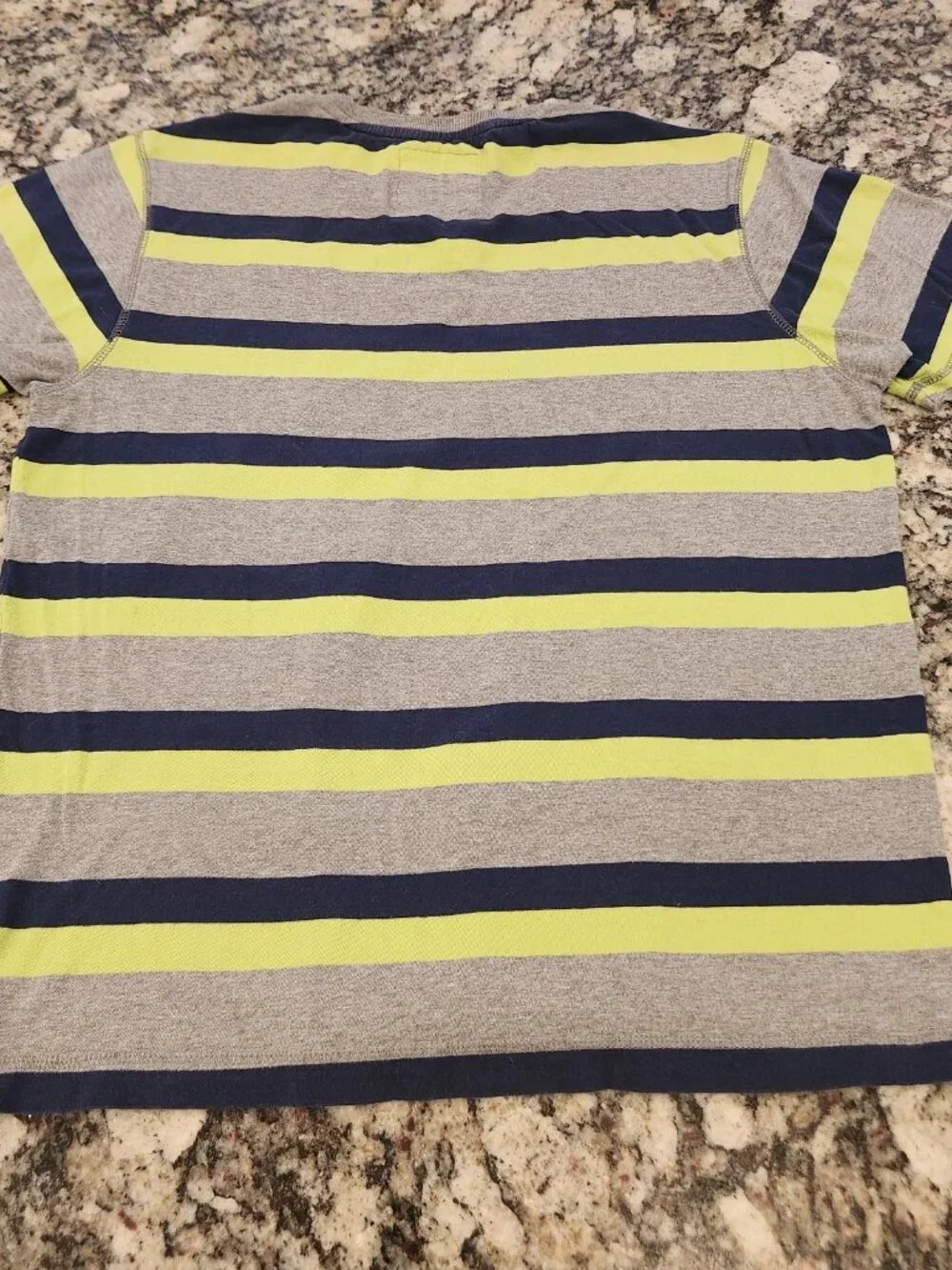 Aeropostale T Shirt Men's L A87 Patch Logo Blue Green Gray Stripe V-Neck Tee EUC - Picture 2 of 5